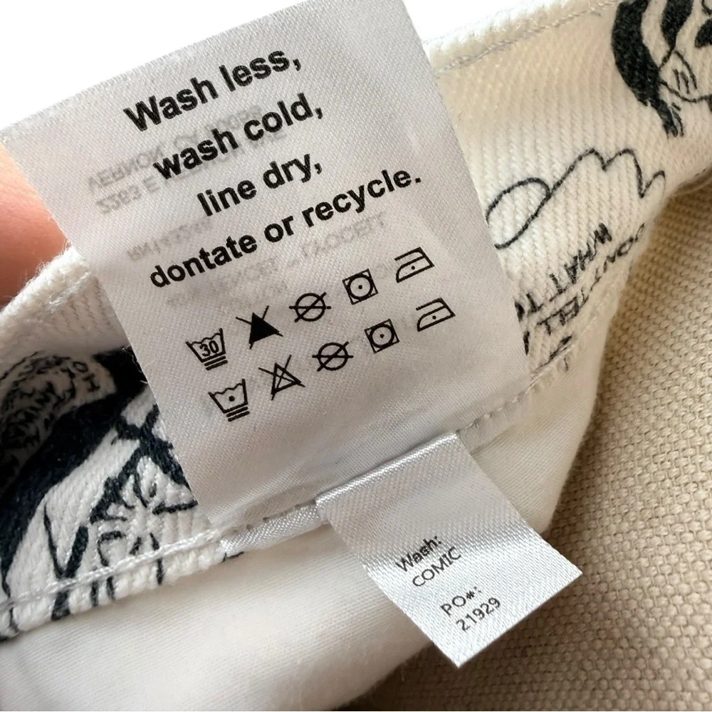 Reformation Newsprint Graphic Pants Black White Comic Print Jeans Size 29 Y2K - Picture 8 of 12